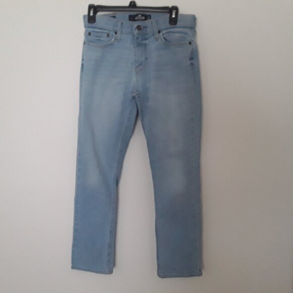 Hollister mens 28x30 stonewash blue slim straight epic flex jeans - Picture 1 of 7
